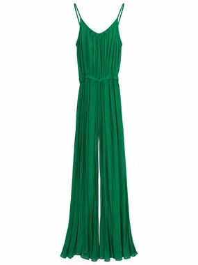 Scoop NYC Emerald Green Pleated Wide Leg Jumpsuit